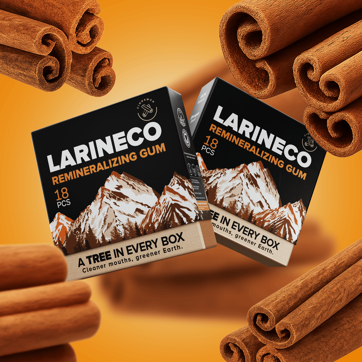 Larineco Remineralizing Gum with Cinnamon, 18 pcs