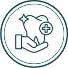 Healthy tooth icon in hand