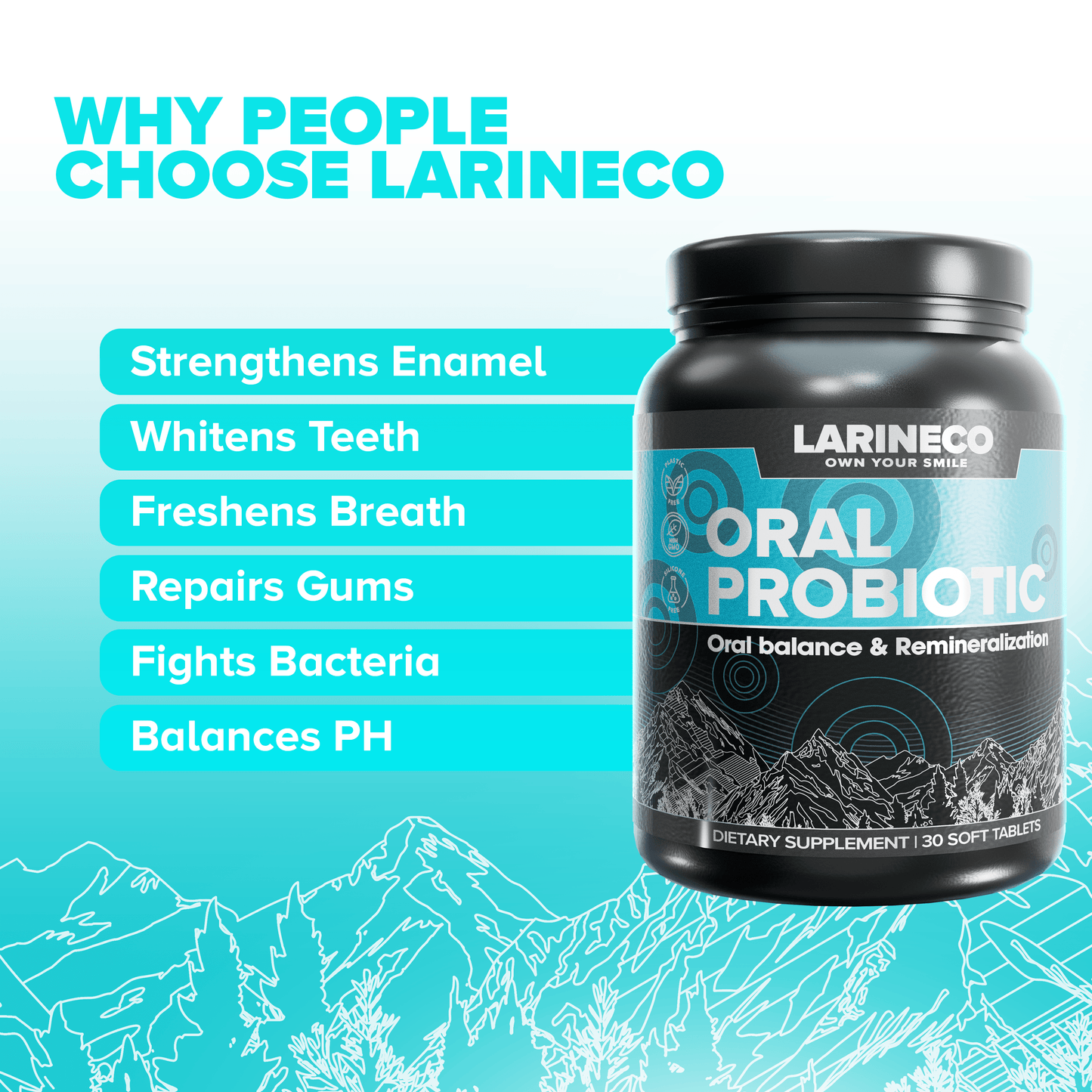 strengthens enamel, whitens teeth, etc.