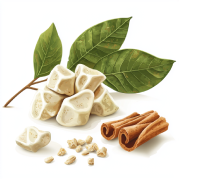 Cocoa butter and cinnamon illustration