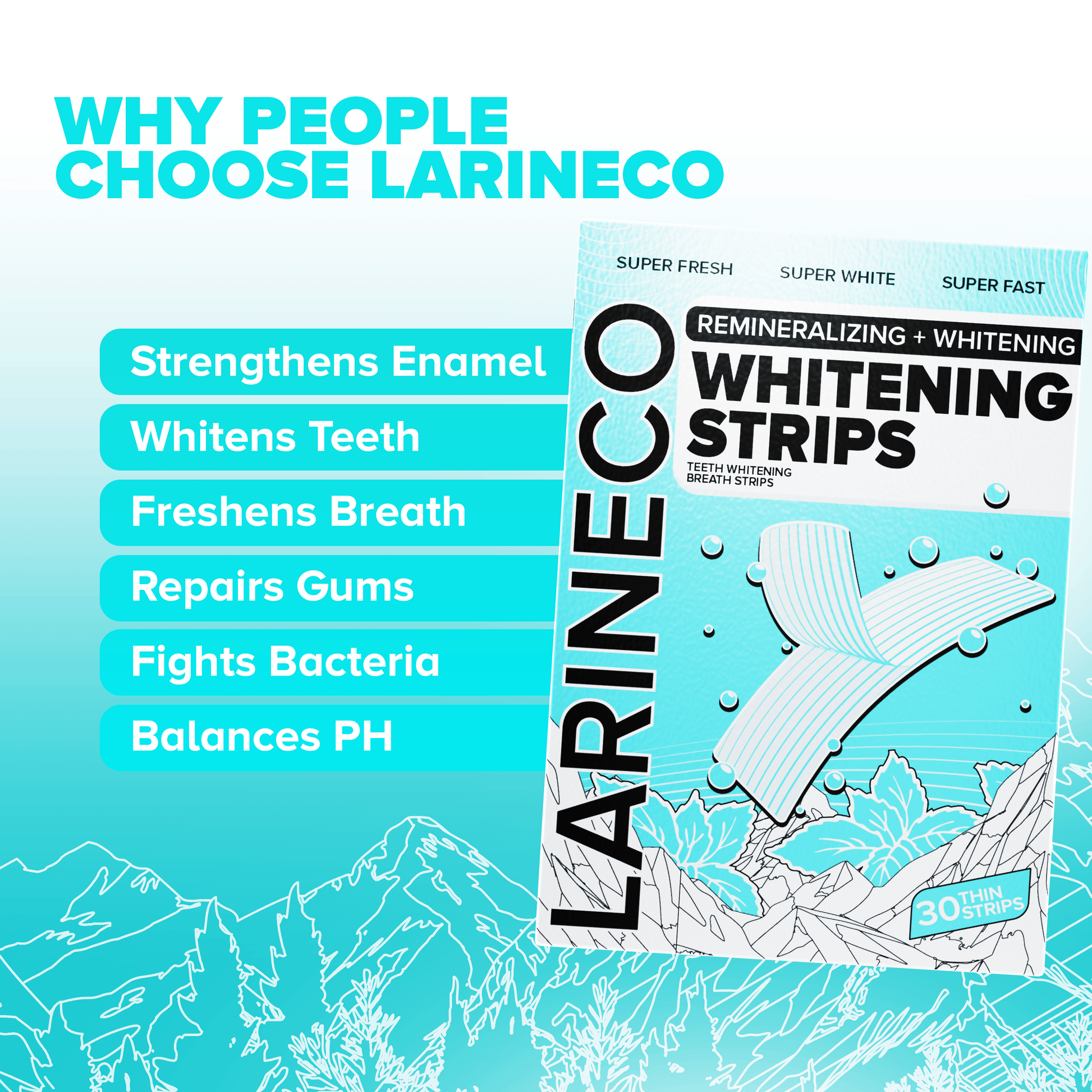 Larineco Whitening Strips - Whitens Teeth, Freshens Breath