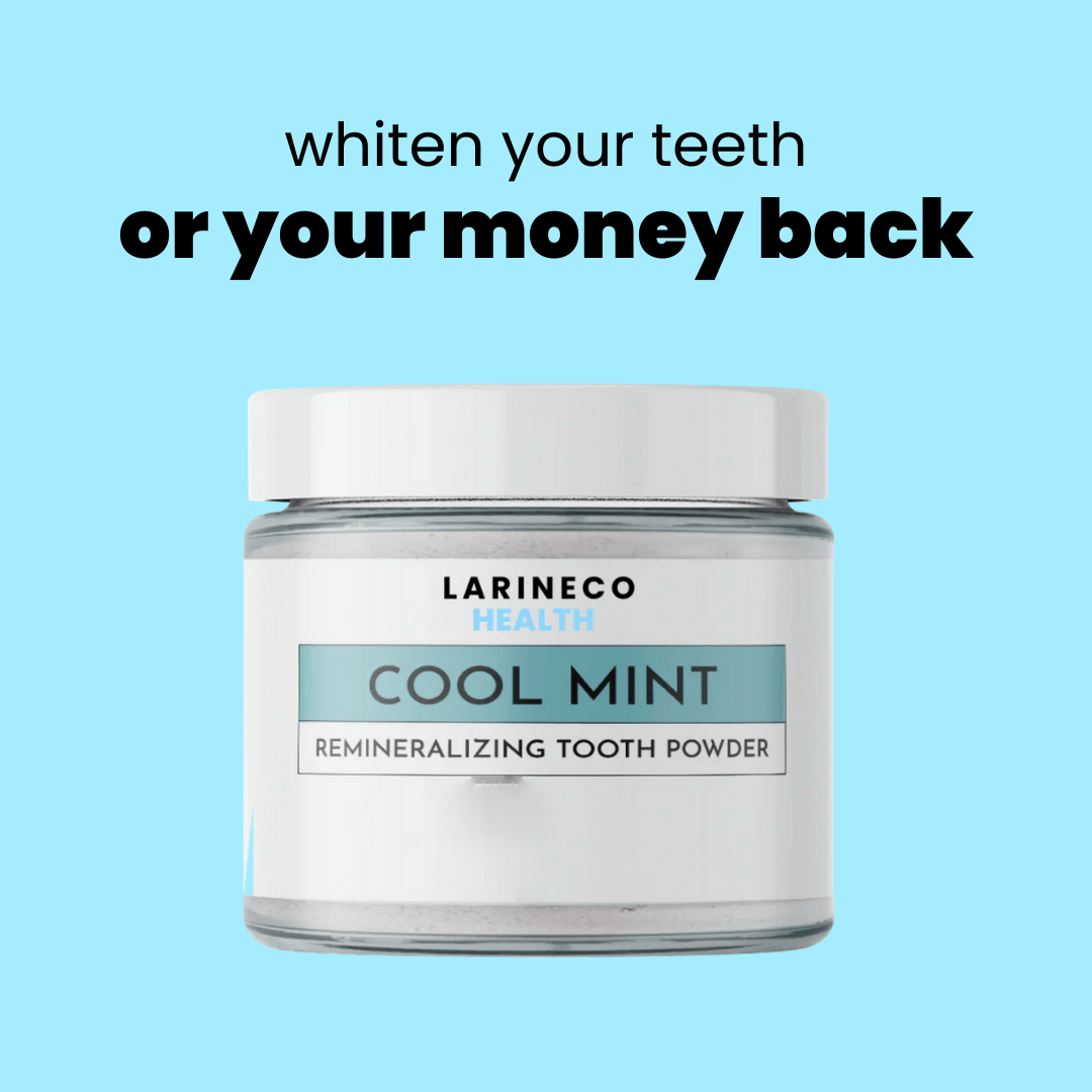 Larineco Cool Mint tooth powder, whiten teeth or money back