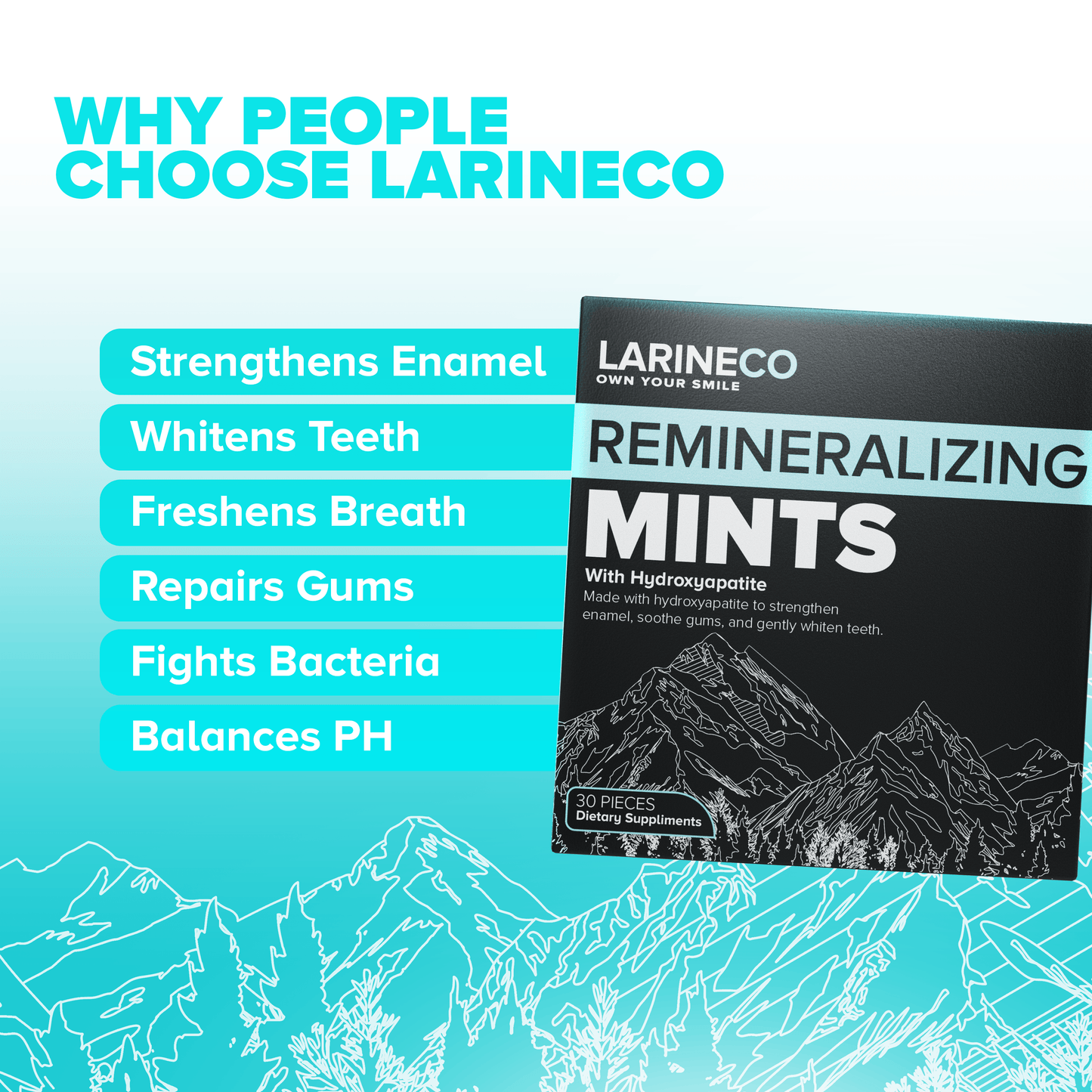 Larineco Remineralizing Mints - Strengthens Enamel, Whitens Teeth, Freshens...